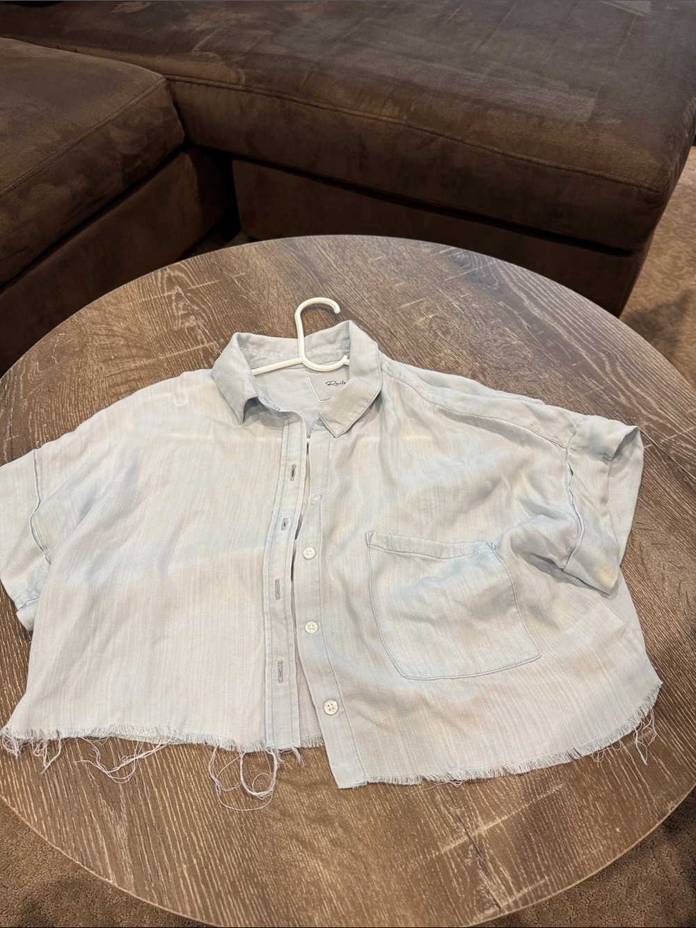 Rails Light Blue Cropped Button-Front Kids Shirt